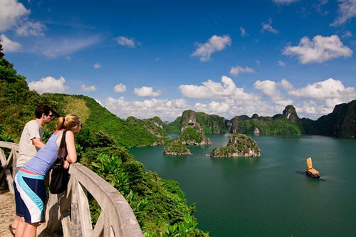 A part of Ha Long viewed from the top of the mountain in Titop island