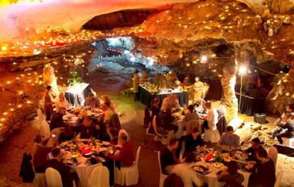 Delightful dinner in a cave of Halong Bay