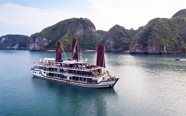 Contemplate the beautiful scenery of Halong Bay on the Orchid Cruise