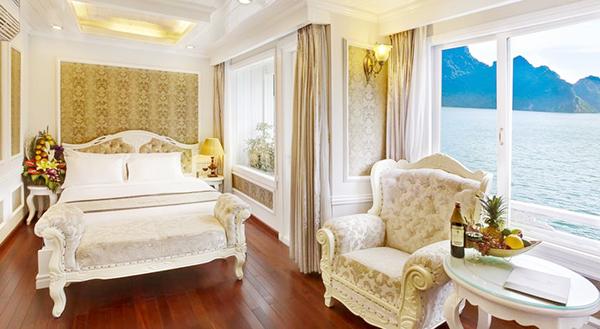 The luxurious look inside the cruise’s cabin in Halong Bay