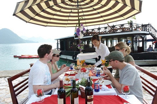 Outside meal in Halong Bay