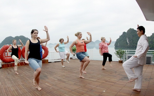 Tai Chi program in the morning on the boat