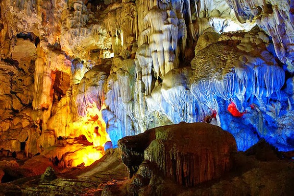 Colorful cave in Ha Long