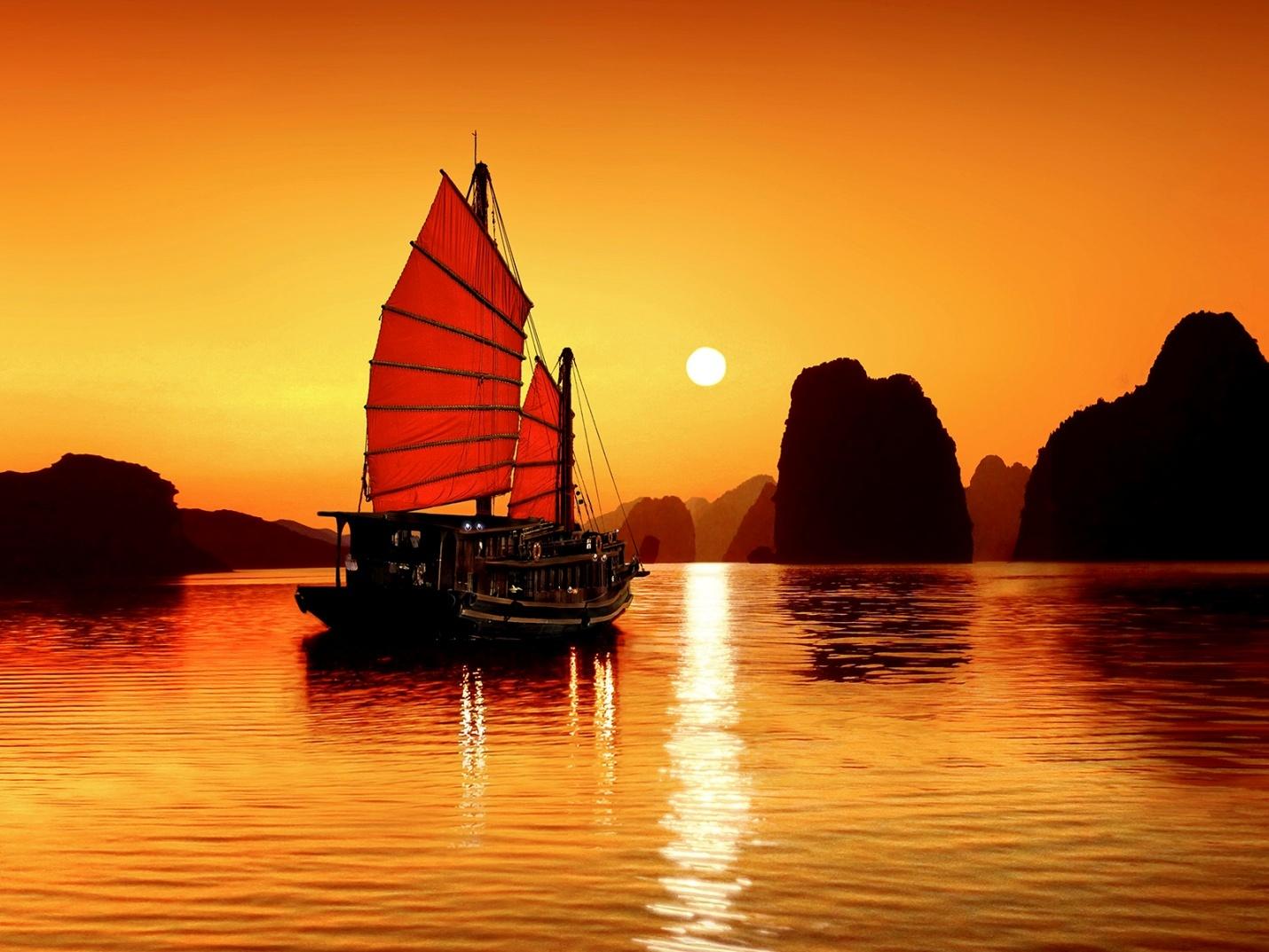 Sunset in Halong Bay