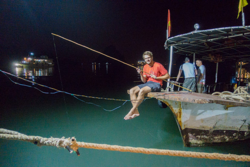 How to experience squid fishing in Halong Bay