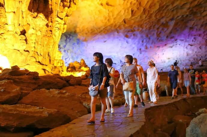 An overnight cruise takes you to Sung Sot Cave during the earliest hours