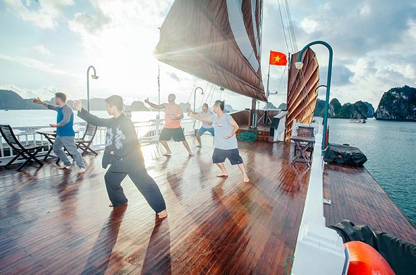 Tai Chi activity on the Bhaya Cruise