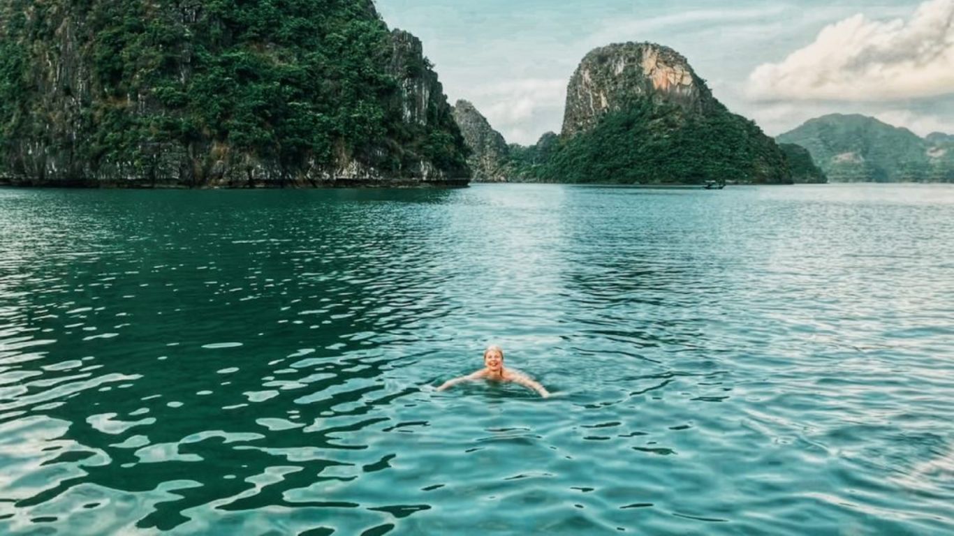 Swimming in Halong Bay