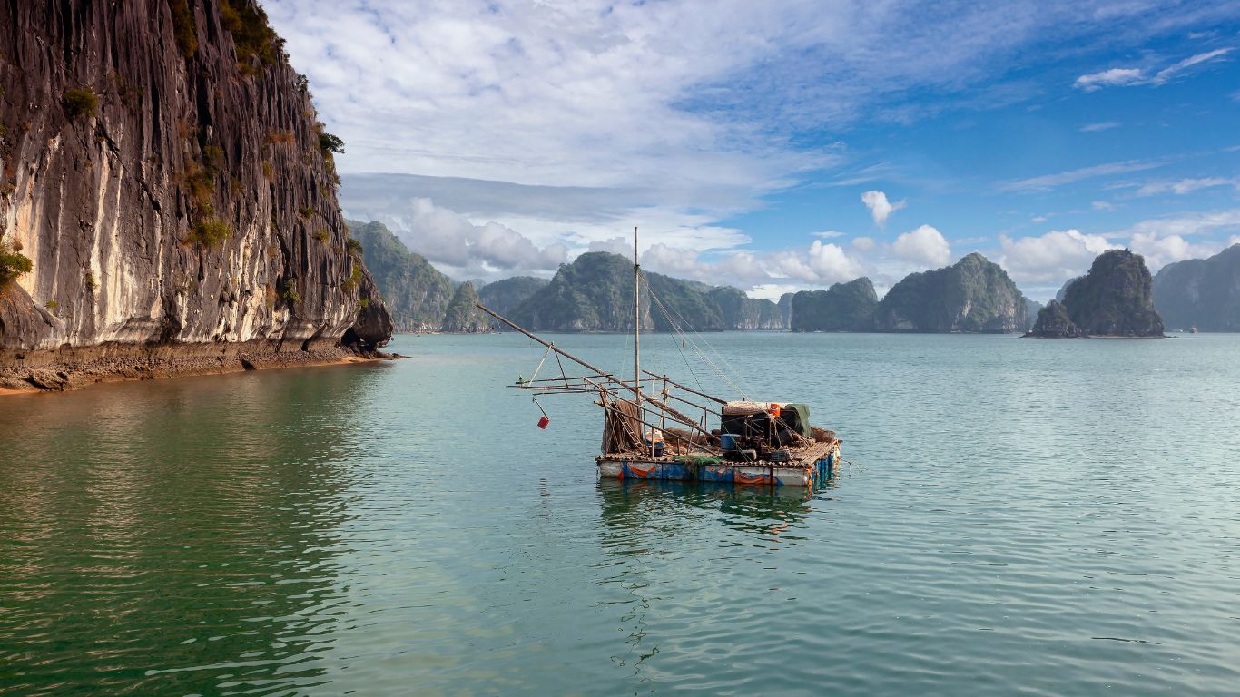 Halong Bay sea in January